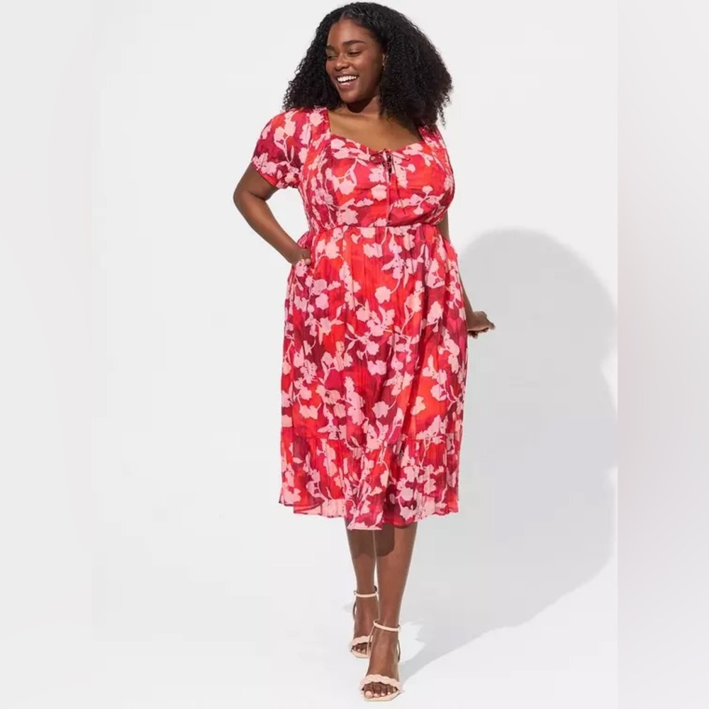 Torrid red and pink floral dress